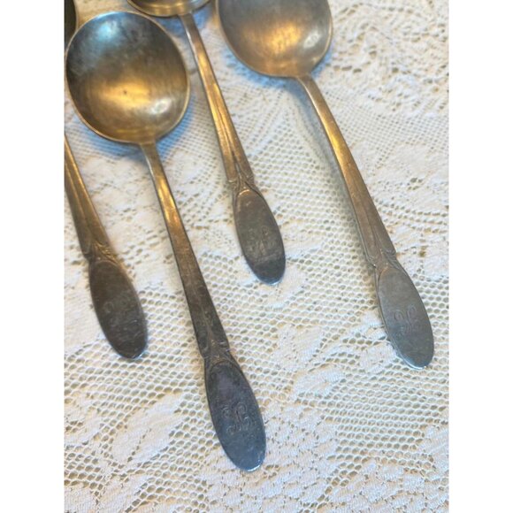 1847 Rogers Bros. IS Silverplate Spoons Set Of 4 Vintage Fleur De Lis Monogram K - Picture 2 of 5